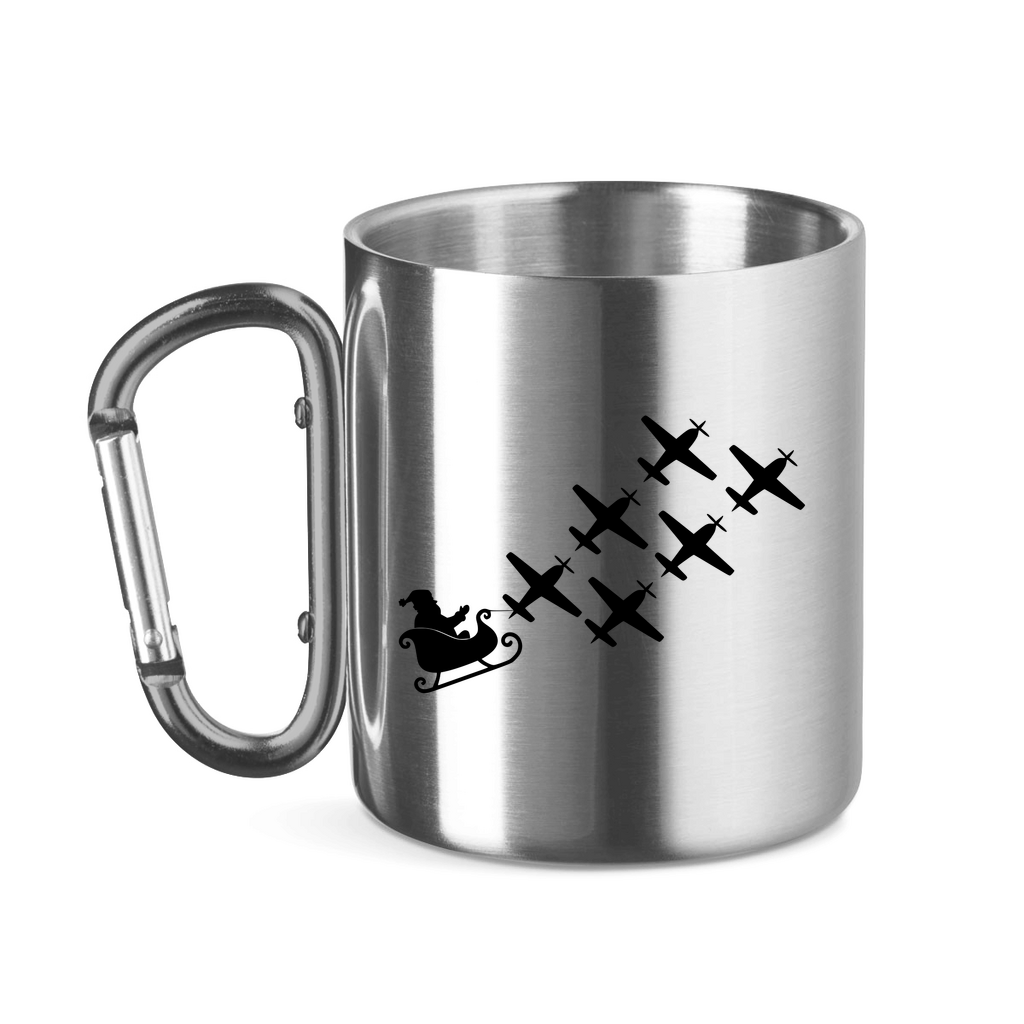 Edelstahltasse mit Karabinergriff - Santa's Flying Sled | Weihnachts-Edition