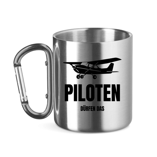 Edelstahltasse mit Karabinergriff - Piloten dürfen das