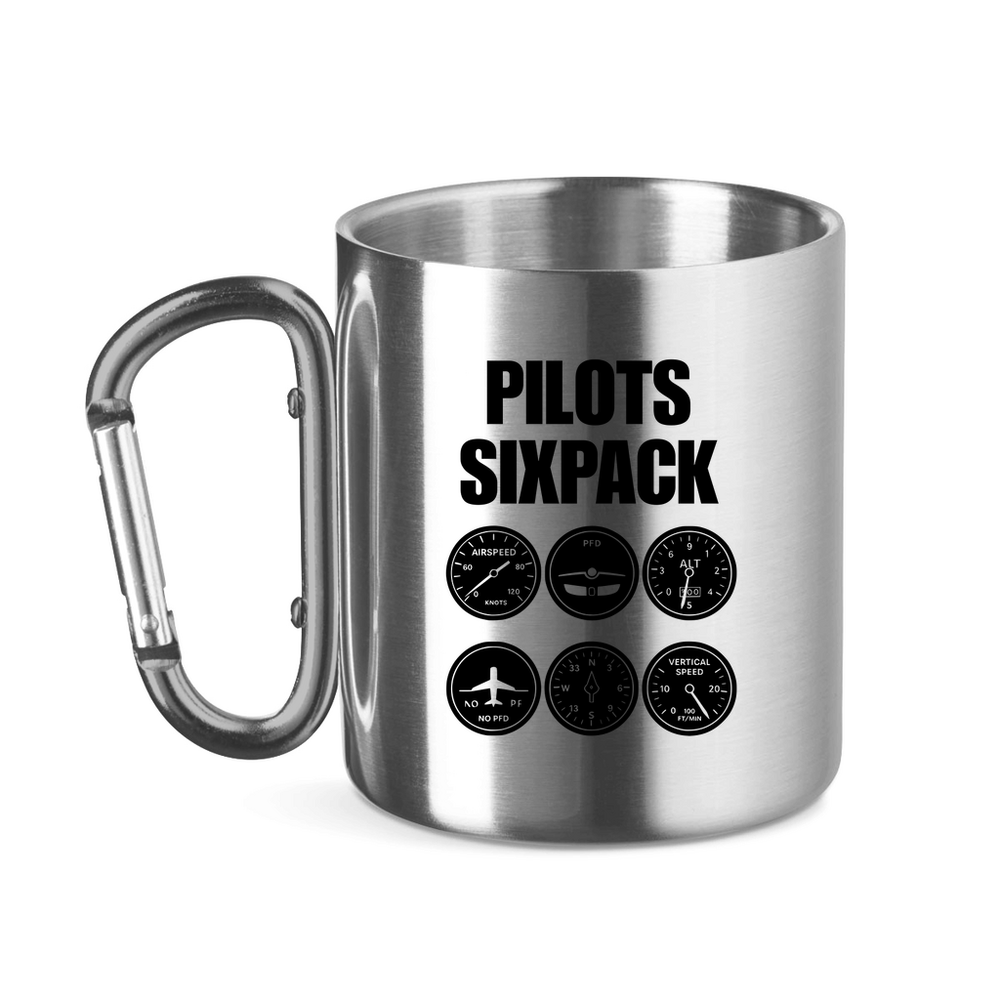 Edelstahltasse mit Karabinergriff - Pilots Sixpack
