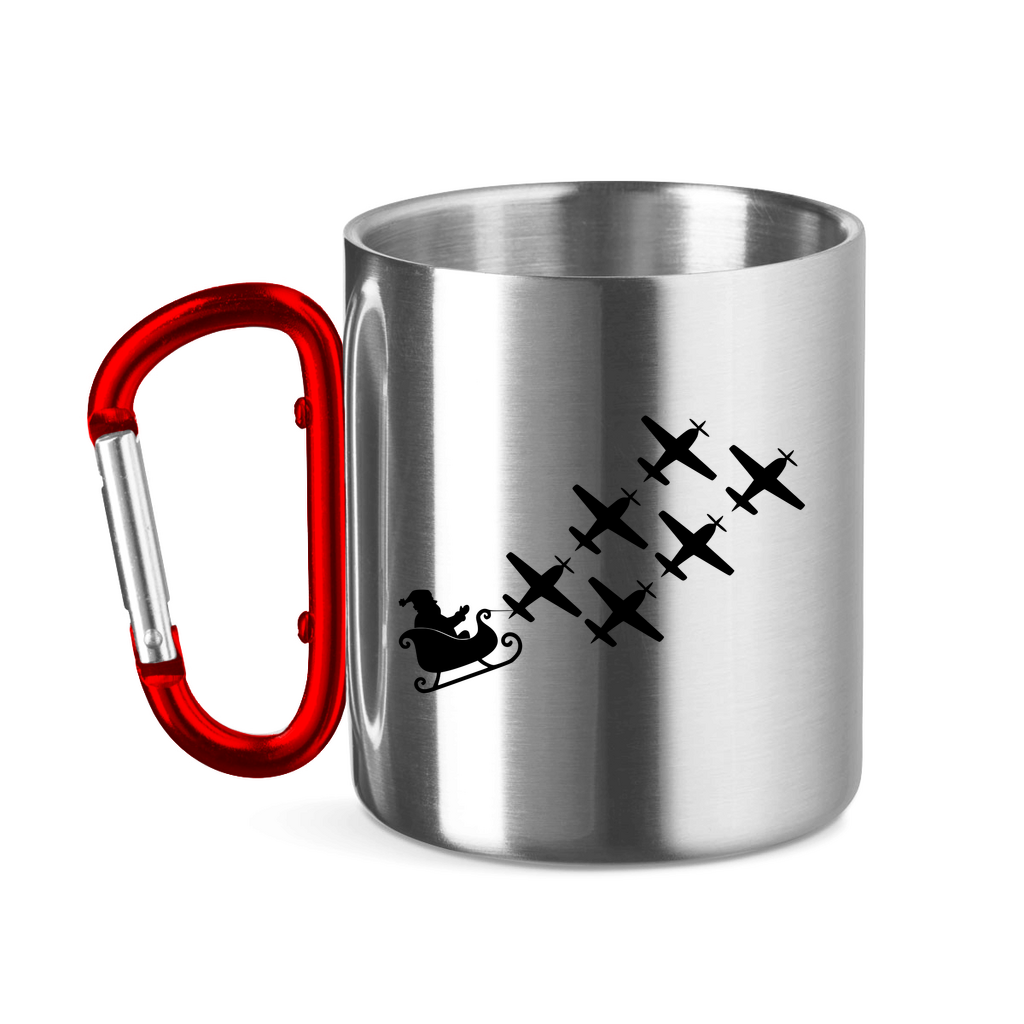 Edelstahltasse mit Karabinergriff - Santa's Flying Sled | Weihnachts-Edition