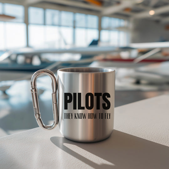 Edelstahltasse mit Karabinergriff - Pilots they know how to fly