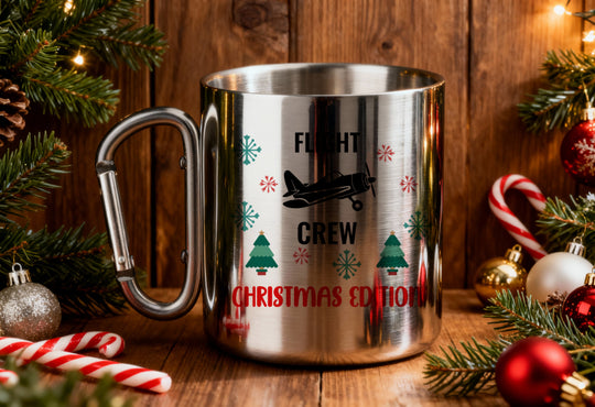 Edelstahltasse mit Karabinergriff - Flight Crew | Weihnachts-Edition