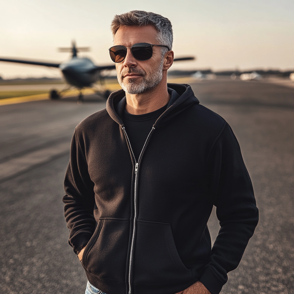 Zip Hoodie - Pilotenalphabet als Landebahn