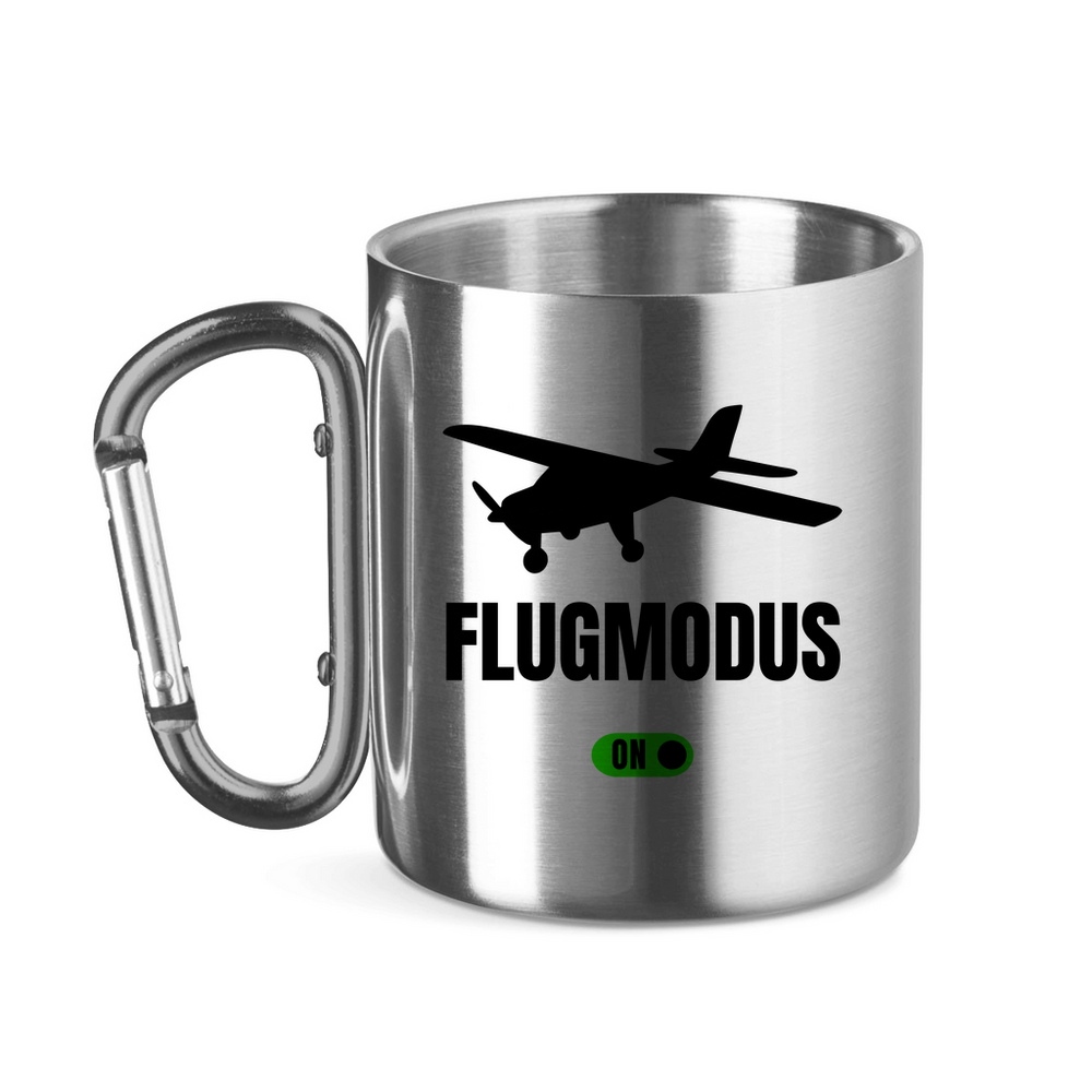 Edelstahltasse mit Karabinergriff - Flugmodus ON