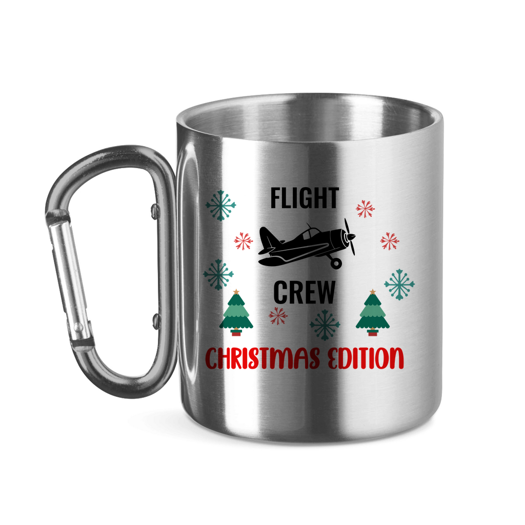 Edelstahltasse mit Karabinergriff - Flight Crew | Weihnachts-Edition