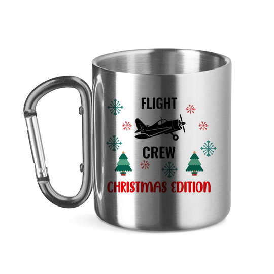 Edelstahltasse mit Karabinergriff - Flight Crew | Weihnachts-Edition